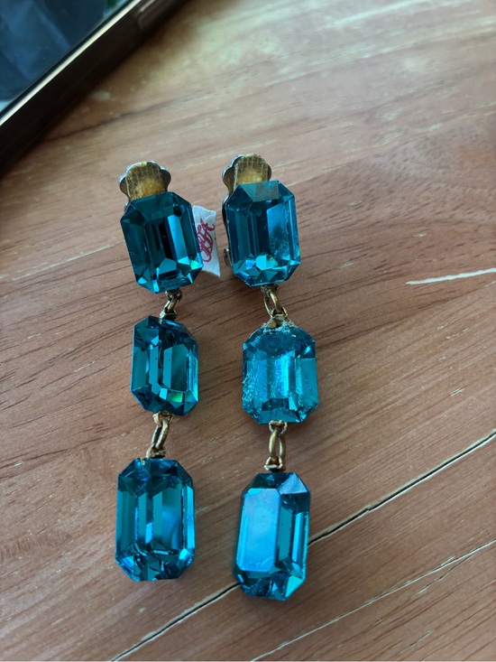 Jewelry - Blue Emerald-Cut Drop Earrings - Women Jewelry